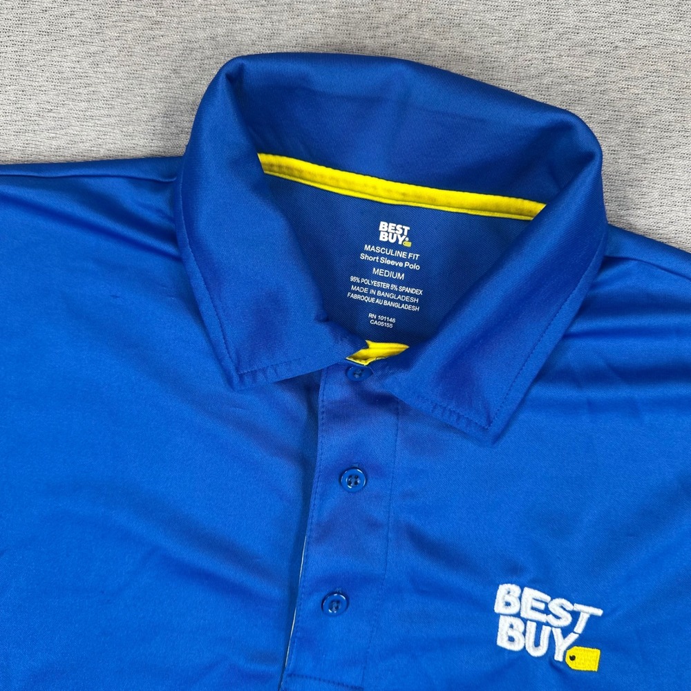 Best Buy Polo Shirt Mens Medium Blue Short Sleeve Masculine Fit Embroidered Logo